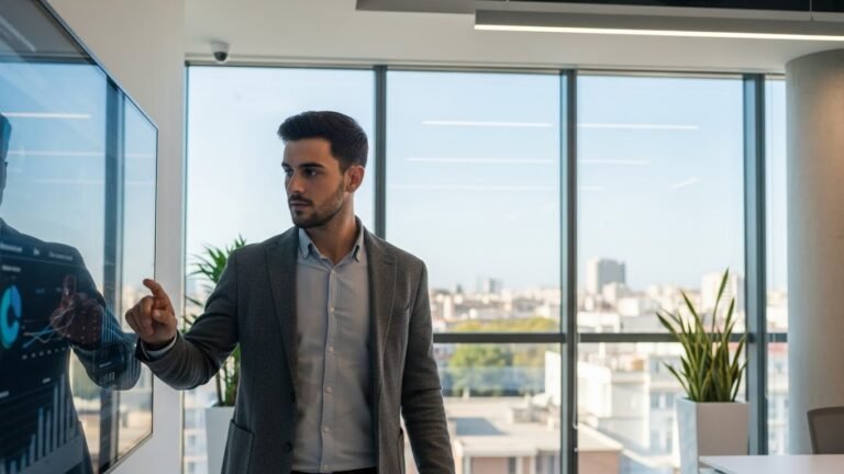 Empresario consultando soluciones digitales financiadas por las ayudas Digitaliza del Ivace en la Comunitat Valenciana.