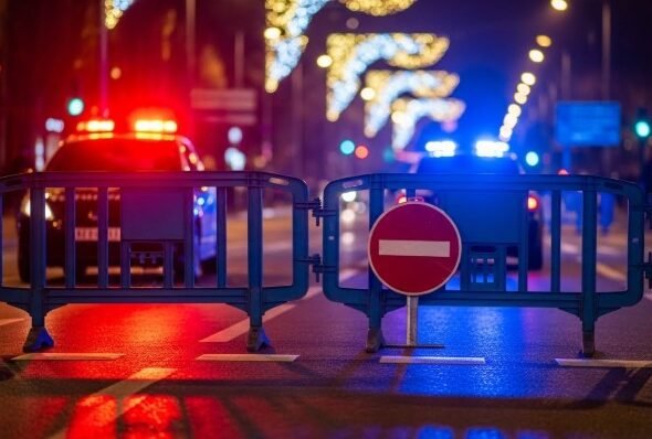 Imagen que muestra calles cortadas hoy en valencia por la carrera san silvestre de 2025