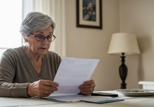 Una mujer jubilada está revisando la subida de pensiones 2026