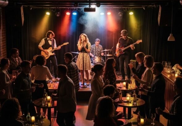 Imagen de una sala de múscia con un concierto en directo, sobre las nuevas ayudas a salas de música convocadas por Cultura.