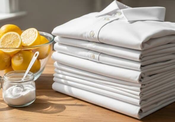 Consejos y remedios caseros para blanquear ropa blanca amarillenta de forma natural y efectiva.