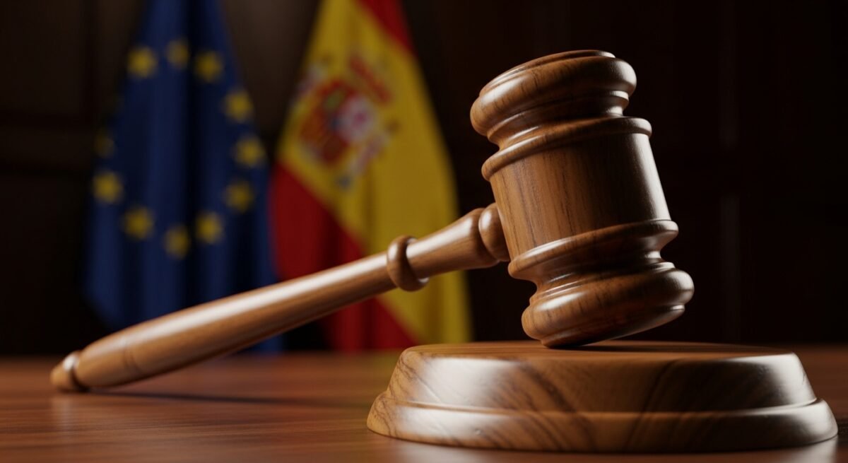 Condenados los siete acusados de la violación grupal en Zaragoza Mazo de juez en una sala de tribunal representando una sentencia judicial