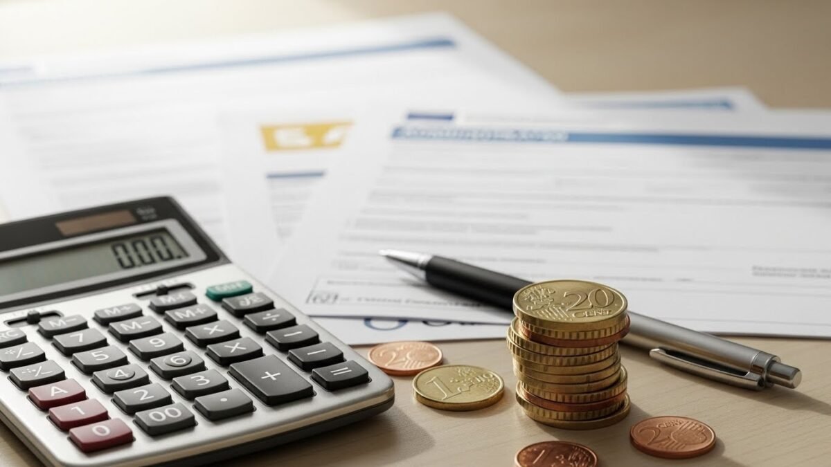 El Ingreso Mínimo Vital sube un 11,4% en 2026 y fija la renta garantizada individual en 733 euros Primer plano de una calculadora y monedas de euro representando el cálculo de la nueva cuantía del Ingreso Mínimo Vital en 2026.