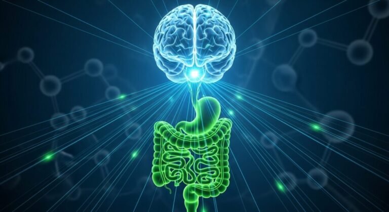 Conexión entre el intestino y el cerebro mediante el uso de probióticos.