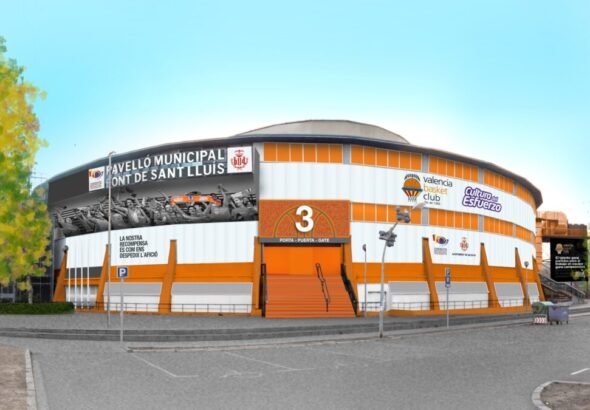 Imagen del pabellón de la Font San Lluis de Valencia de voleibol.