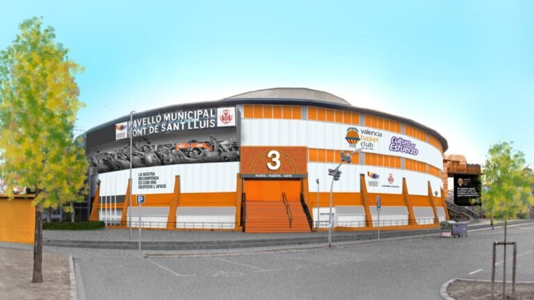 Imagen del pabellón de la Font San Lluis de Valencia de voleibol.