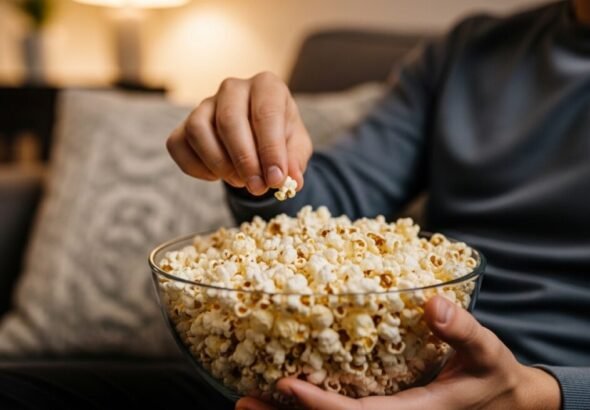 Imagen que muestra a una persona viendo el estreno de una seria