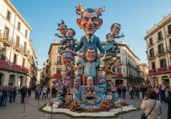 Recreación artística de una falla en Valencia en las fallas 2026.