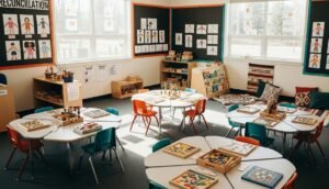 Aula de educación infantil preparada para recibir a los beneficiarios de las ayudas Escola Matinera.