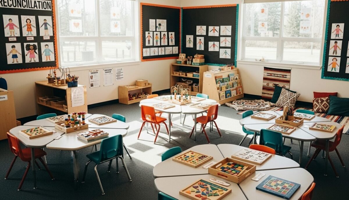 Las familias pueden solicitar ya las ayudas Escola Matinera para menores de 0 a 6 años Aula de educación infantil preparada para recibir a los beneficiarios de las ayudas Escola Matinera.