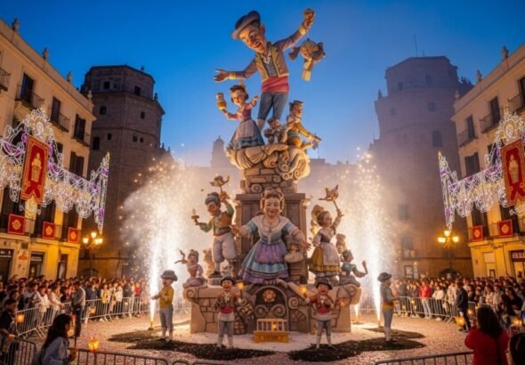 Espectáculo de pólvora en un barrio de València incluido en el calendario pirotécnico de 2026.