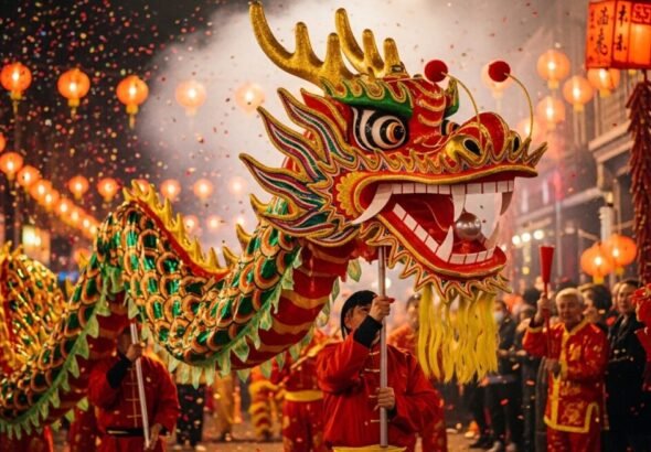 Danza del Dragón durante la celebración del Año Nuevo Chino en Valencia.