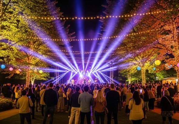 Recreación del Escenario principal de los Conciertos de Viveros 2026 en los Jardines del Real.