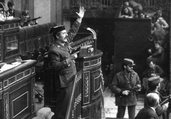 Fernando Tejero el día del intento de golpe de Estado en el Congreso de los Diputados.