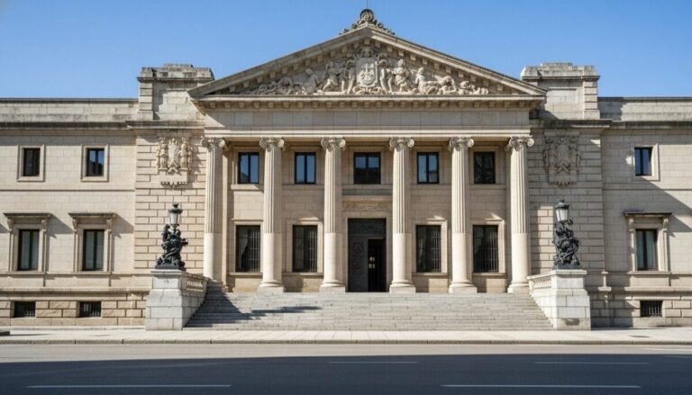Recreacón artística de la fachada de una sede judicial en el País Vasco.