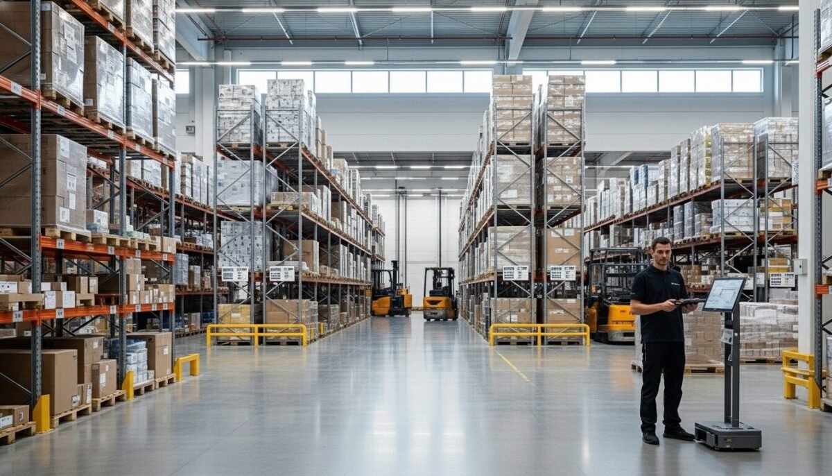 El Gobierno activa la línea ICO Crecimiento Exportadores con 750 millones para proteger a las pymes de los aranceles globales Operarios en un almacén logístico ilustrando la actividad de las pymes beneficiarias de la línea ICO Crecimiento Exportadores.