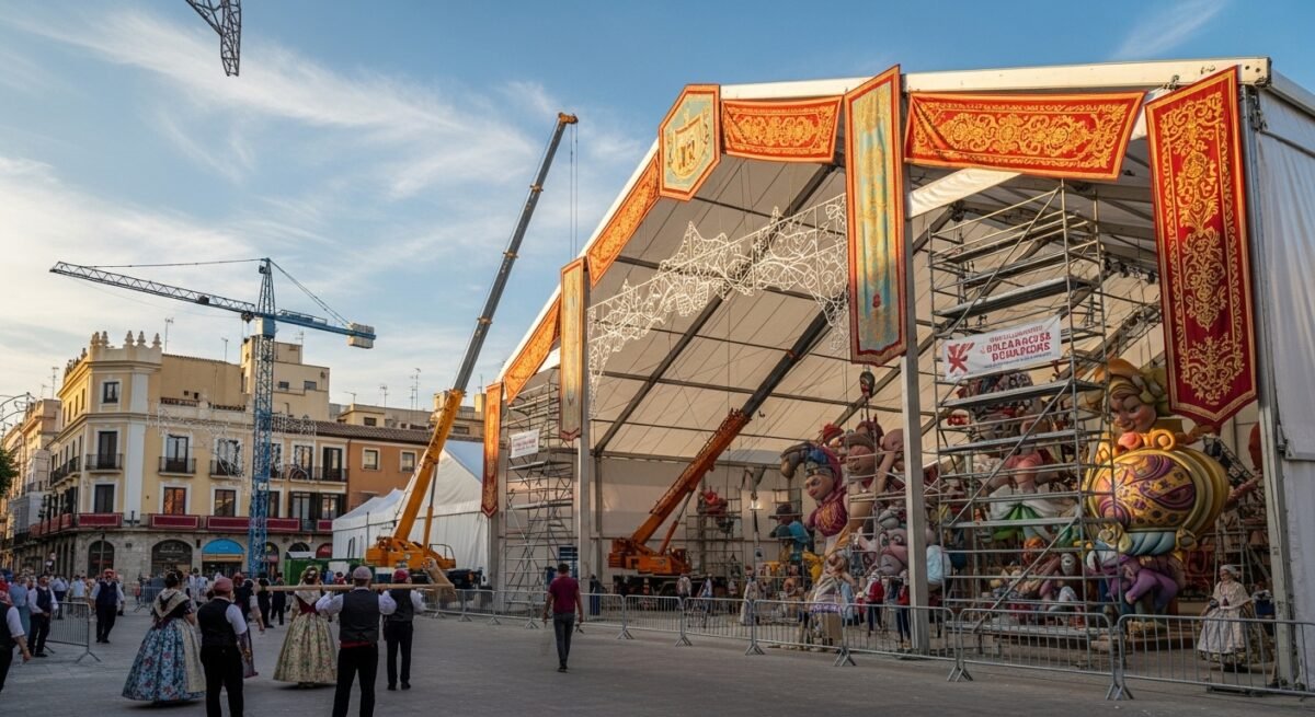 El Ayuntamiento de Valencia abre el plazo para solicitar la retirada de semáforos y bolardos por las Fallas 2026 Técnicos coordinando con las comisiones falleras la retirada de elementos de tráfico.