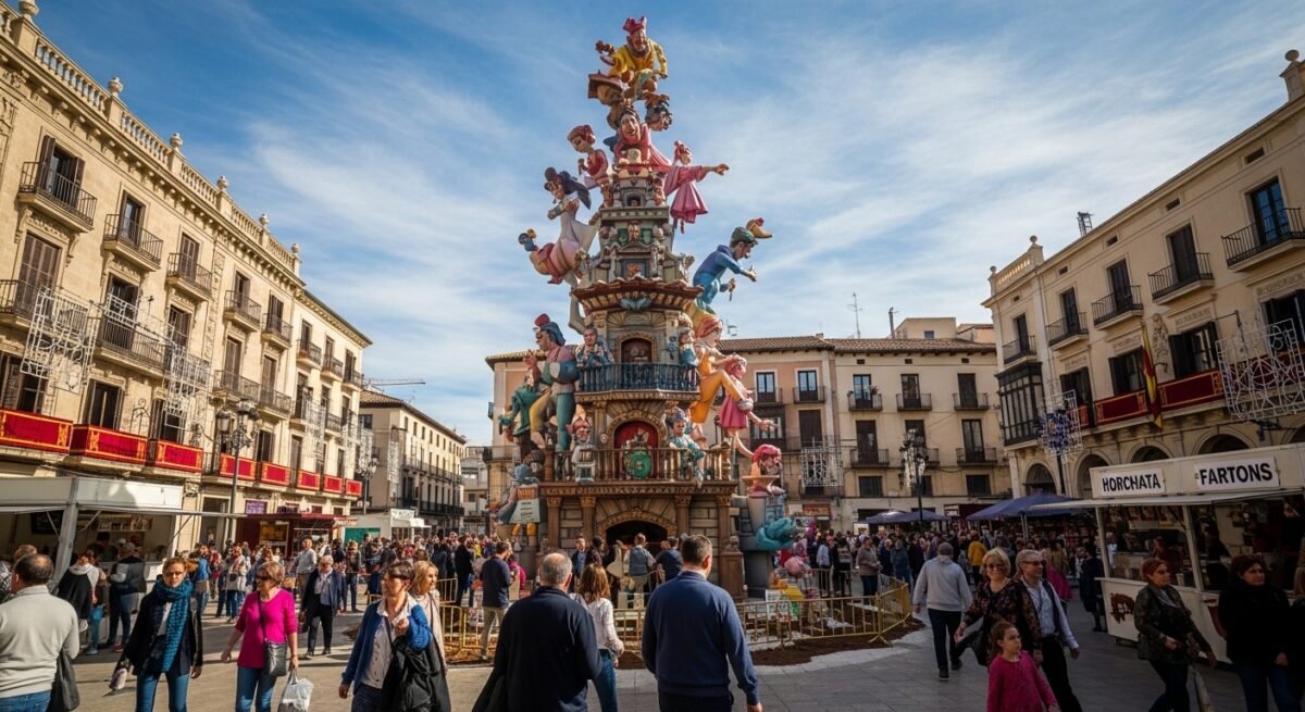 Despliegue de más de 6.000 agentes para la seguridad en Fallas: nuevas vías de evacuación y control de pirotecnia Recreación artística digital de Valencia en fallas para mostrar la seguridad-en-fallas