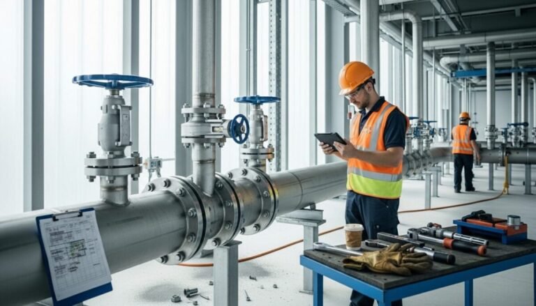 El Gobierno publica las tablas salariales del ciclo integral del agua para 2025 y 2026 Trabajador del sector hídrico consultando las tablas salariales del ciclo integral del agua.