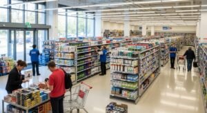 Empleados trabajando en un gran almacén tras la actualización de las tablas salariales de Grandes Almacenes.