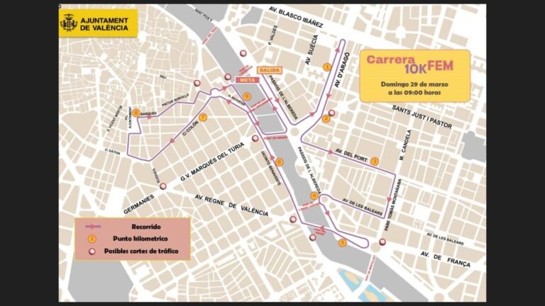 València corta el tráfico este fin de semana por la 10K Femenina y el Carnaval de Russafa Mapa de los cortes de tráfico este fin de semana por la carrera 10k Femenina.