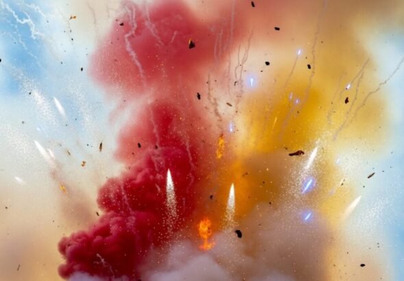 Recreación digital de la mascletà de hoy por la Pirotecnia Vulcano