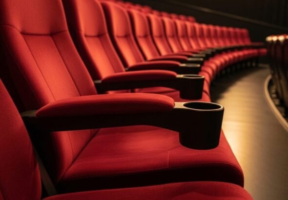 Imagen de una fila de butacas rojas en un cine sobre las ayudas cine senior.