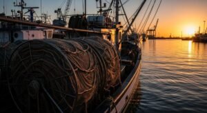 Barcos pesqueros en puerto durante un periodo de ayudas paralización pesca.