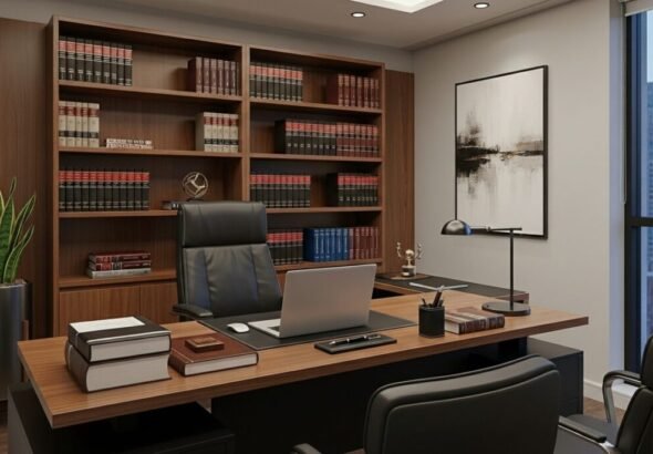 Imagen de un despacho de abogados sobre los concursos de acreedores en Valencia. Recreación digital.
