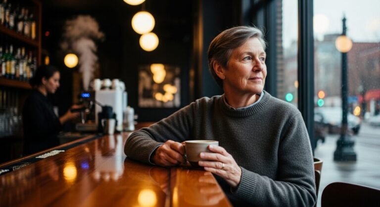 Un multivitamínico diario podría ralentizar levemente el envejecimiento Una persona mayor de 60 años tomando un café mientras lee sobre el envejecimiento.