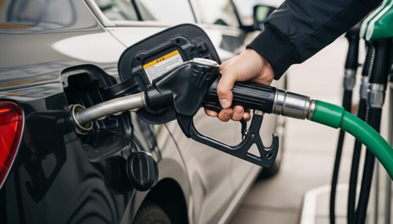 El IVA de la gasolina, la luz y el gas baja al 10%: así se notará en tu bolsillo Recreación digital de una persona repostando su coche en primer plano con el iva de la gasolina al 10%.