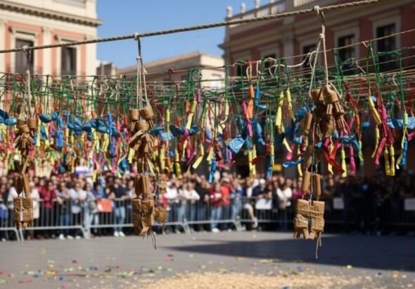Recreación digital de la mascletà Catarsis de hoy en Valencia de las Fallas 2026.