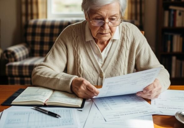 Pensionista consultando los requisitos para la devolución de mutualistas en su declaración.