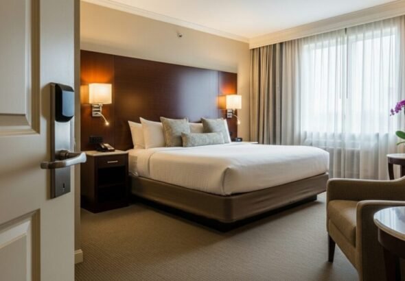 Fotografía de la habitación de un hotel en Valencia en las Fallas 2026