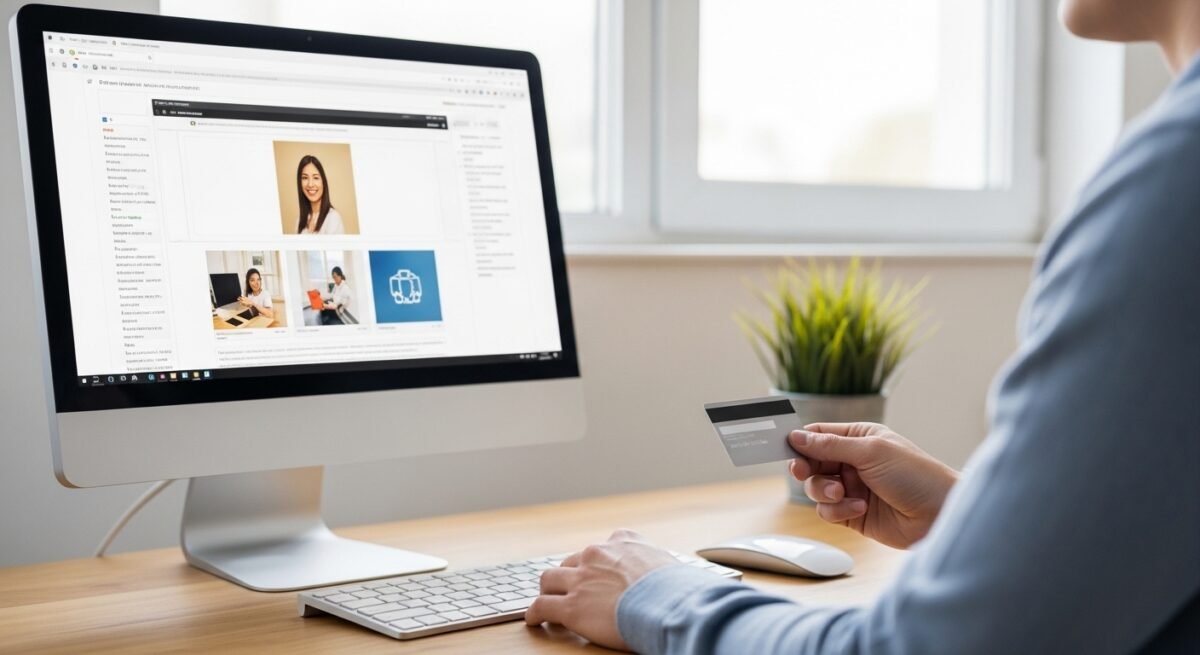 La UE detecta prácticas de venta engañosas en el 30% de comercios online Una persona realizado una compra a través del PC con la tarjeta de crédito.
