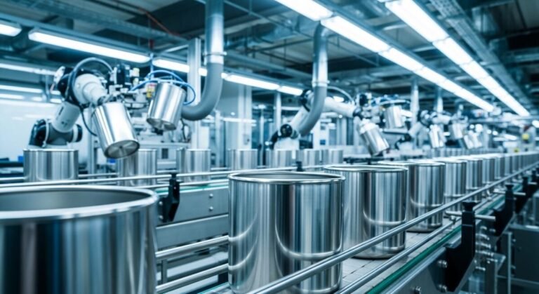 Producción de envases metálicos representando las tablas de salario nivel de la Industria metalgráfica.
