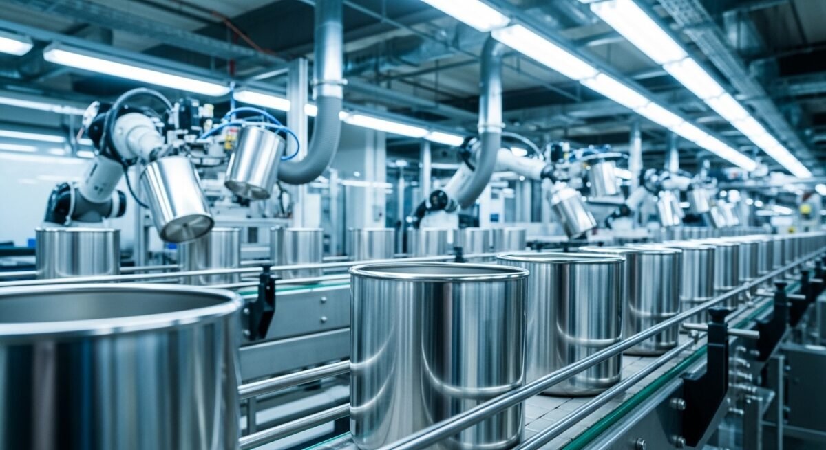 Rectificación: Publicadas las cuantías definitivas de la Industria Metalgráfica para 2026 Producción de envases metálicos representando las tablas de salario nivel de la Industria metalgráfica.