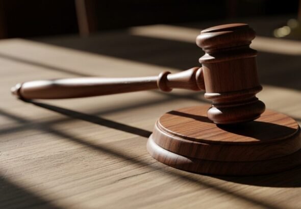Mazo de juez en un tribunal como símbolo de la sentencia que condena a prisión permanente revisable por el triple asesinato de Chiloeches.