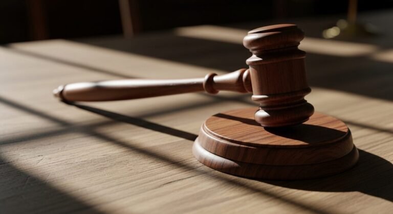 Mazo de juez en un tribunal como símbolo de la sentencia que condena a prisión permanente revisable por el triple asesinato de Chiloeches.