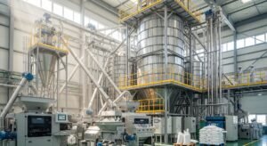 Maquinaria industrial de procesado representando las tablas salariales provisionales sector del arroz.