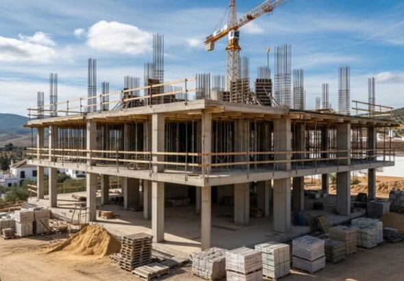 Recreación digital de una finca en construcción sobre vivienda asequible en Ciudad Real.