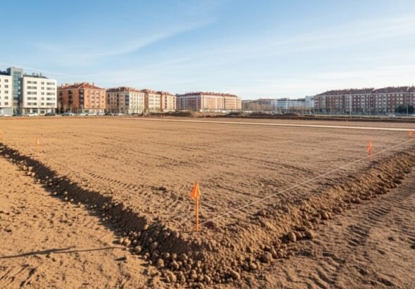 Terreno destinado a la construcción de 90 viviendas asequibles en el sector Prado de las Mulas en Plasencia.