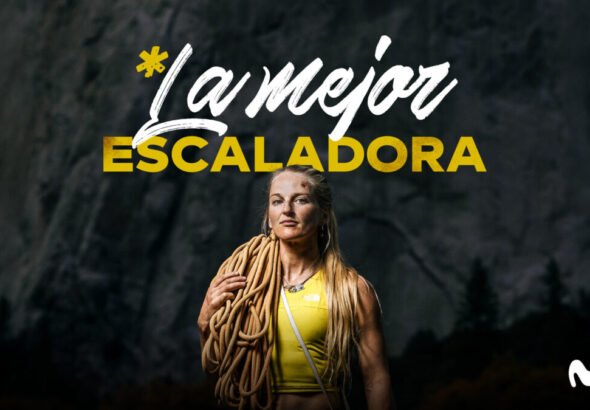 Emily Harrington en el cartel oficial del documental de Movistar Plus+ "La mejor escaladora".