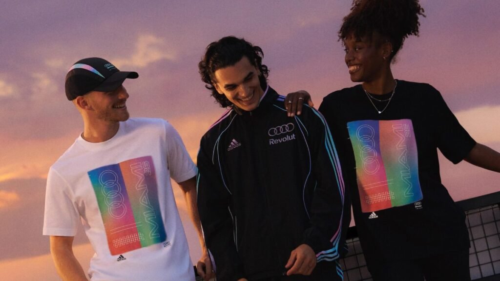 La estética del fútbol de 2006 salta a la Fórmula 1 con la nueva colección de adidas y Audi Camiseta y sudadera de la nueva colección de adidas y Audi Revolut F1 Team