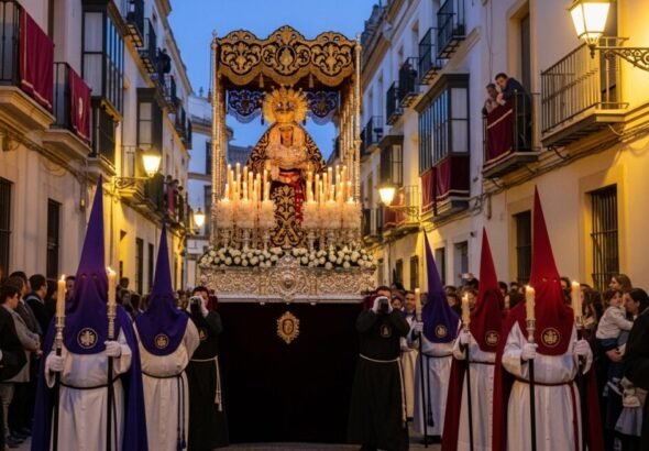 Recreación digital de una procesión de Semana Santa en el domingo de Resurrección.