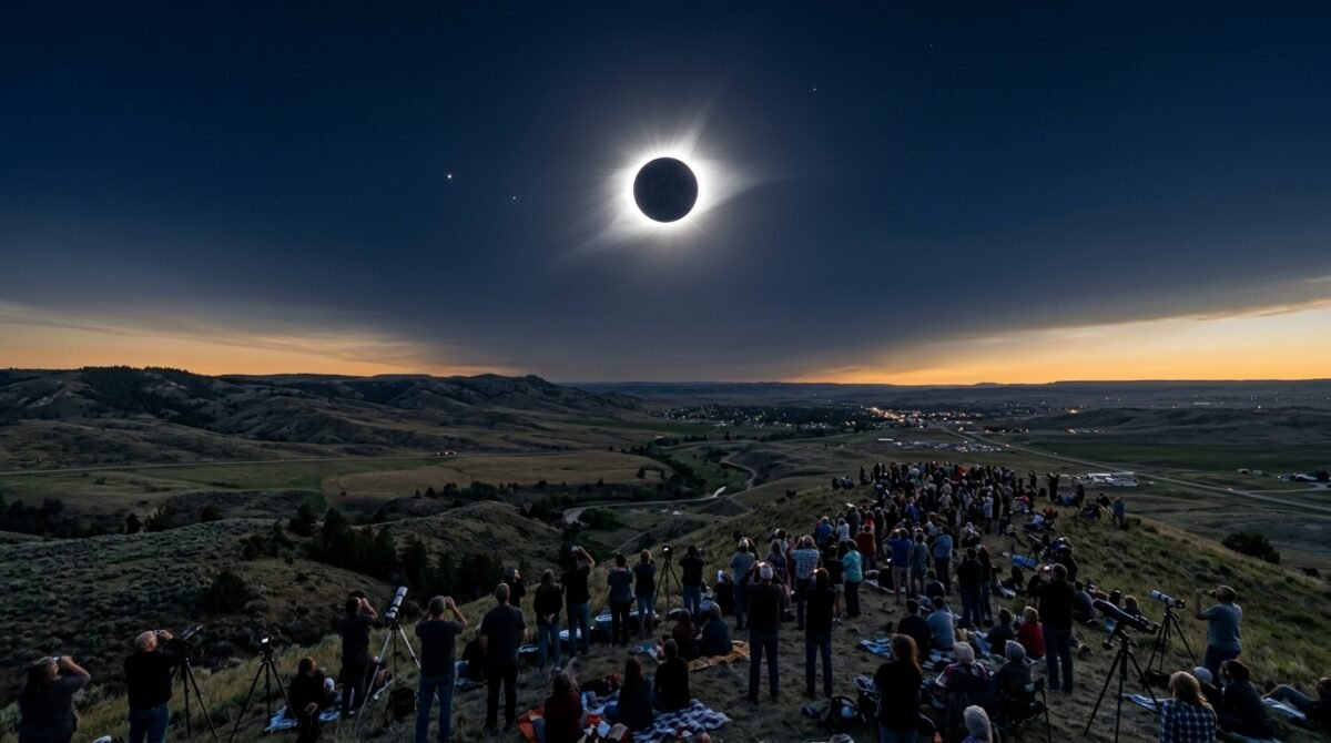 Recreación digital de uno de los próximos eclipses en España.
