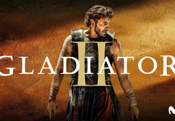 Póster oficial de la película Gladiator II en los estrenos movistar plus+ en mayo, mostrando a Paul Mescal como Lucio
