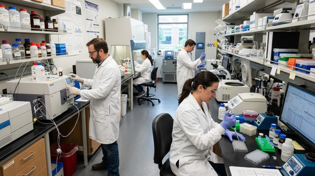 Imagen de un laboratorio donde científicos están estudiando la tecnología de ARMn