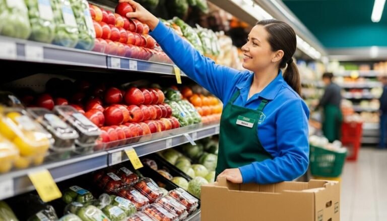 Carrefour introduce cambios en su convenio que afectan a toda la plantilla Una persona trabando en un supermercado de carrefour. Recreación digital artística.