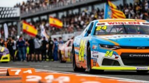 Recreación digital de un coche en el Valencia NASCAR Fest